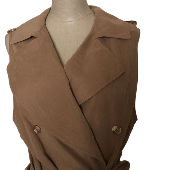 Love Tree Sleeveless Brown Front Tie Vest Sz L - Picture 4 of 8